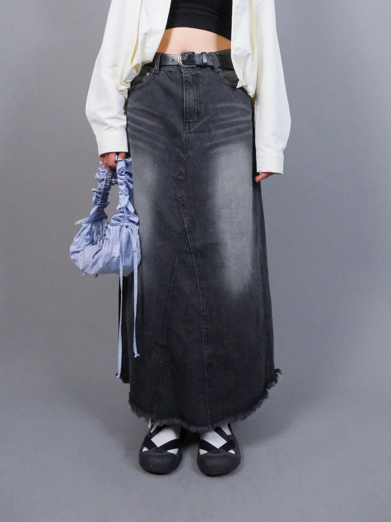 (2 COLORS) SHAER DENIM SKIRT