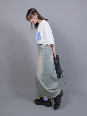 (2 COLORS) SHAER DENIM SKIRT