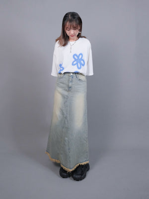 (2 COLORS) SHAER DENIM SKIRT