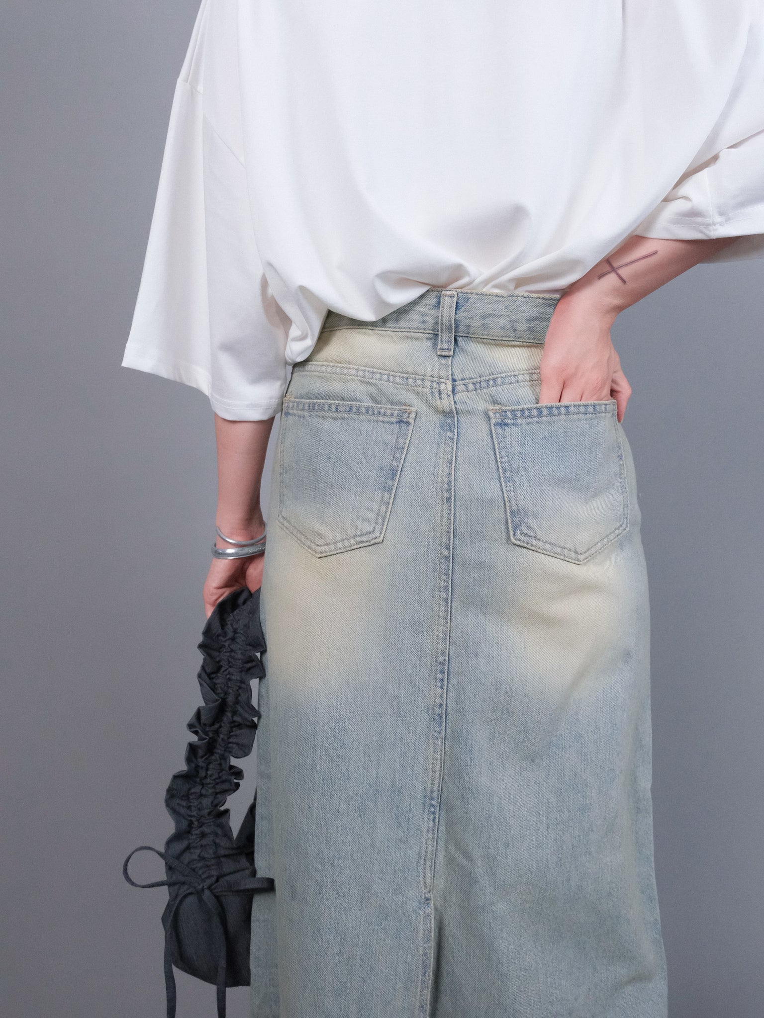 (2 COLORS) SHAER DENIM SKIRT