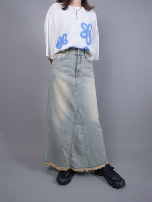 (2 COLORS) SHAER DENIM SKIRT