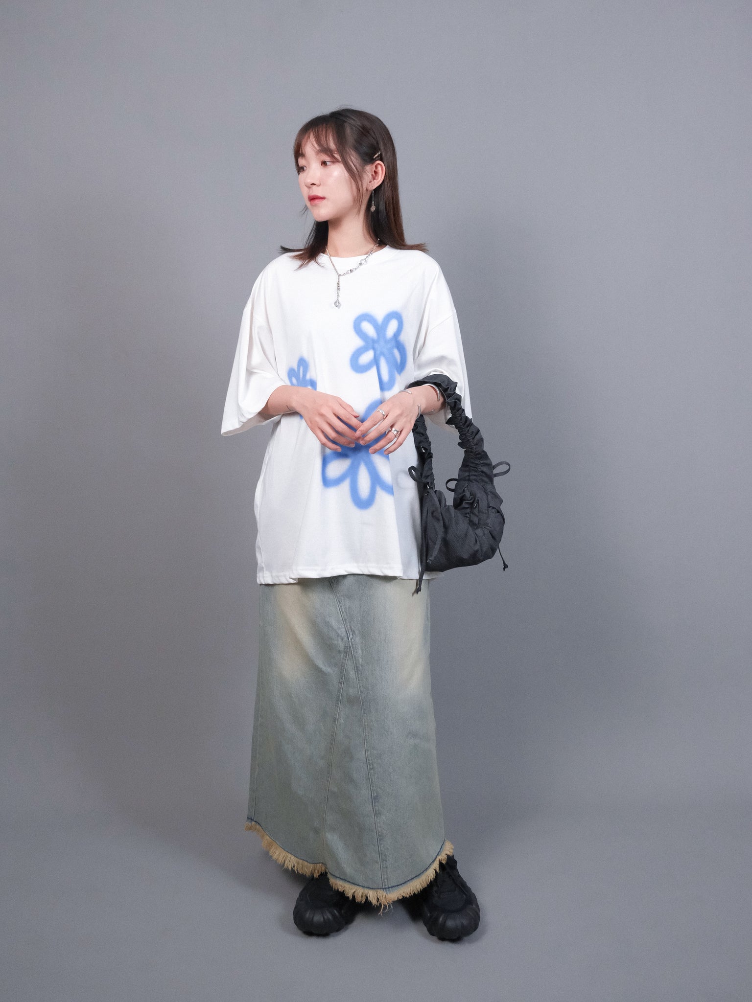 (2 COLORS) SHAER DENIM SKIRT