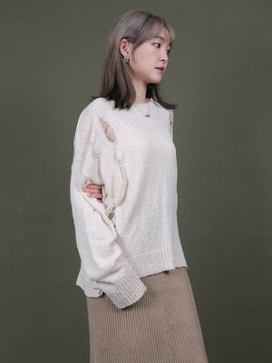 (3 COLORS) ERMINE KNIT TOP